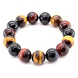 #8: 石輝　AAAAランク天然石3色ミックスタイガーアイ14ｍｍ数珠ブレスレット★パワーストーン ★金運・仕事運・財運　オリジナル巾着袋付き[b187]