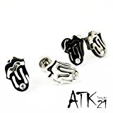 #3: [ATK21] 両耳用（2個セット） ローリングストーンズ ロゴ ベロ出しリップ モチーフ バーベルピアス メンズ レディース ステンレス Surgical Steel316L ブラック ホワイト アクセサリー (シルバー)