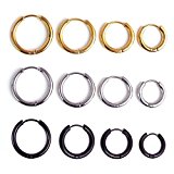 #2: ARMA フープピアス ピアス リング フープ メンズ レディース ゴールド シルバー ブラック 金 銀 黒 内径 7mm 10mm 12mm 14mm 16mm 20mm 幅2.5mm 両耳 セット 金アレ対応 (ブラック 7mm)