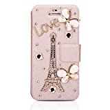 #3: Infinite U iPhone5 iPhone 5S ケース カバー　保護ケース ホコリ防止　手帳型　スタンド機能付き　横開き 可愛い おしゃれ　耐衝撃カバー　シルクレザー　ラインストーン iPhone5 & iPhone5s 適用