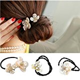 #6: WADA パール ヘアゴム バブル ヘアアクセサリー レディース カジュアル 小物 結婚式 二次会 フラワー シュシュ