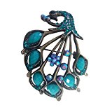 #7: SODIAL(R)ヴィンテージスタイル アメージング ターコイズとブルーラインストーンピーコック ブローチ