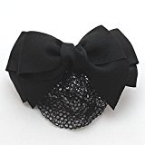 #8: リボン バレッタ ネット付き シニヨン ブラック 就活 冠婚葬祭 フォーマル まとめ髪 リボン