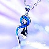 #3: ブルーオパール装飾 スネーク(蛇)・8の字カールフレームデザイン レディース シルバー925 ペンダント ネックレス