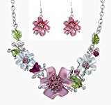 #2: YideaHome欧米風ネックレス　ピアスセット　ファッションアクセサリー 花　ボヘミアン 欧米風ネックレス　ピアスセット ジュエリー　ファッションアクセサリー 光沢面 　2点セット　花ネックレス+ピアス　レディース　 欧米風ビジュー　ネックレス 飾り 魅力的 舞台 宴会　パーティー ギフト