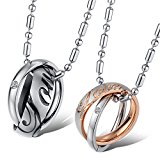 #4: [アイドルコ] IDOLCO ペアネックレス 2連リング カップル 人気 二個セット ステンレス 刻印「 LOVE」お揃い メンズ レディース ペンダント ジュエリー