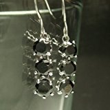 #1: 3連ジルコニア 3.5mmサイズのキュービックジルコニアを用いた揺れピアス　ロジウム　ブラック