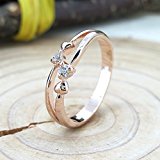 #3: ピンキーリング SILVER925 ダブル ハート リング スワロフスキー クリスタル ピンクゴールド １号