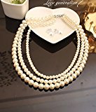 #10: (チェリーレッド) CherryRed レディース ファション ジュエリー 3連 パール フォーマル ショート ネックレス パールネックレス&イヤリング セット 結婚式 パーティー 2次会 謝恩会