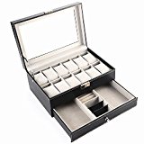 #8: ビューティーライフ【Beauty Life®】ジュエリー& ウォッチ　腕時計 ボックス　コレクション ケースレザー調 JEWELRY&WATCH （JEW-S-2段-Black）