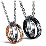 #2: Jstyle[ジェイスタイル]　【2点セット】　カップル　二連リング　ネックレス　ペア　ペンダント　刻字　CZジルコニア　金属アレルギー対応　サージカルステンレス316L製