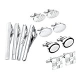 #10: Jovivi Mak　高級　ネクタイピン　 タイバー 　ビジネス メンズ シンプル ジュエリー ファッションアクセサリー タイピン ４本+ カフスボタン　４ペア　セット 　プレゼントにも　ギフトバッグを提供 (セット３)