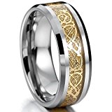 #2: MOWOM シルバー ゴールド 金 タングステン リング 指輪 バンド アイルランドのケルト族の結び目 ドラゴン 龍 竜 結婚式 サイズ 12