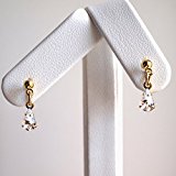 #9: ピアスみたいな ひ型 クリップ ノンホール イヤリング 枠付き シズク クリスタル ＊挟む幅を変えられる