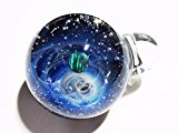 #7: 注文混雑中のため、納期2-3週間★受注製作★宇宙　ペンダント　パイレックスガラス　ブラックオパール
