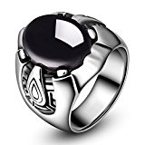 #6: TICENTRAL メンズ ステンレス 指輪 リング ブラック レッド ストーン アンティーク風 アクセサリー(23)