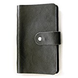 #4: 【192枚収納】 本格レザー 大容量 カードケース 男女兼用 11色 名刺 カードホルダー 手帳 (ブラック)