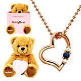 #2: [シアーズ] Sears 天然ダイヤ ラブハート ネックレス ピンクカラー サファイア (9月) テディベア ブラウン