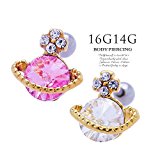 #6: （スパイシーリップス） フラワー 土星 軟骨ピアス ストレート ボディピアス 0477 (14Gクリア)
