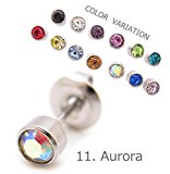 #9: 11.オーロラ 1個売り ファーストピアス 20ゲージ アレルギーフリー サージカルステンレス 20G 金属アレルギーになりにくい ピアス