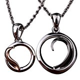 #4: ペアネックレス シルバー925 男女ペア２本セット 合わせるとハート サークル 永遠の輪 ペアペンダント