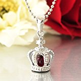 #10: 【製造元大卸】 天然ガーネット クラウン デザイン ペンダント K18GP ホワイトゴールド ネックレス