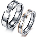 #5: HOUSWEETY ジュエリー ファッション アクセサリー メンズ ペアリング セットカップル指輪 四角形 czダイヤ 婚約 結婚 記念日 誕生日プレゼント バレンタインデー カラー:ブラック;シルバー メンズ-16号
