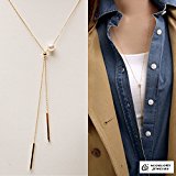 #7: NEOGLORY［ネオグロリー］ Y字 7mm パール ラリエット チェーン ネックレス (イエローゴールド)（ネオグローリー）