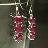 #2: 3連ジルコニア 3.5mmサイズのキュービックジルコニアを用いた揺れピアス　ロジウム　ルビー