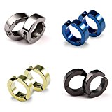 #9: フェイクピアス サージカルステンレス フープ レディース メンズ イヤーカフ イヤリング 4色 8個セット ファッション 金属アレルギー対応 フープピアス ピアス EUROKOHAKU [ユーロコハク]