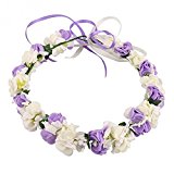 #7: Meily ブライダル 花冠 ヘッドドレス 髪飾り 結婚式 写真撮影などにも (パープル+ホワイト)