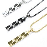 #5: (FLOURISH)【３color】ダミエ柄プレートネックレス (ゴールド)