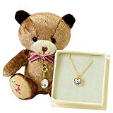 #2: NEW (04月) 《SWAROVSKIきらめくミニテディ＆ネックレス》 誕生日 結婚記念日 卒業祝い 入学祝い ギフト プレゼント お返し 誕生石 スワロフスキー 足裏 ラインストーン ネックレス アクセサリー 人気 ランキング 彼女 友達 女性 母 （ラッピング付） 【プティルウジュエリーギフト】