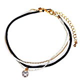 #2: アンクレット ４連 ホワイト×ゴールド ストーン付　レディース 女性用 ミサンガ アンクル 足首 [ank147]