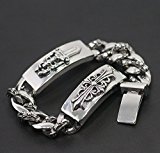 #5: 「silverKYASYA」高品質316L クロスIDブレスレット メンズ クラシックチェーン ダガー フローラル ブレスレット 喜平
