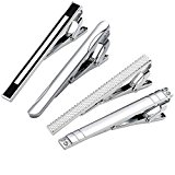 #6: PiercingJ　高級 ビジネス　シンプル タイピン 　ネクタイピン シルバー　4本セット ギフトボックスを提供(＃６)