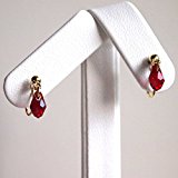 #8: ピアスみたいな ひ型 クリップ ノンホール イヤリング スワロフスキー スモール ブリオレット シャム ＊挟む幅を変えられる