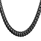 #7: U7 メンズ ネックレス 喜平チェーン ヒップホップ アクセサリー 黒色メッキ 46~81cm 幅6mm[N739]