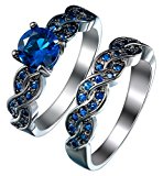 #6: (ビグッド)Bigood アンティーク 可愛い リング レディース シンプル キュービック ジルコニア 指輪 ペア ステンレス 誕生石 ギフト サファイア 7号