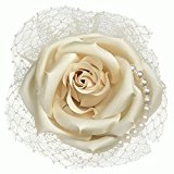 #6: AJMstyle ローズ コサージュ パール レース バラ 髪飾り 2way クリップ フォーマル ブローチ ヘアアクセサリー ケース 入り 338 (クリーム)