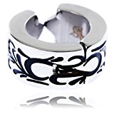 #9: Strength アレルギーに安心 Arabesque イヤーカフ 3点セット （+ポーチ，クロス） サージカルステンレス 青 316L 片耳 リング イヤーカフ イヤリング ジュエリー アクセサリー 男性 女性 メンズ レディース (イヤーカフ（ステンレス、ブラック）)