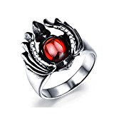 #1: ORA指輪 メンズ ステンレスルビー象眼チタン リング 安い人気 シルバー(16号，18号,20号，23号） (18)