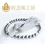 #6: 匠念珠工房 念珠　数珠　国産 天然貝核本貝パール 花珠貝パールと水晶8mm珠 (グレー)