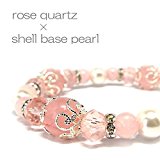 #10: ローズクォーツ シェルパール Strawberry milk デザインブレスレット 《STONE KITCHEN パワーストーン 天然石》