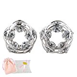 #8: 【Petit Lulu shop】ピアス レディース クロスループ 最高級スワロフスキー　5石　5カラット バックキャッチ 18金RGP ２色展開 プチルルオリジナルピアス３点セット (ホワイトゴールド)