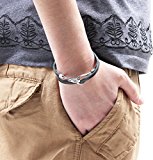 #10: シルバーフッ ク革ヒモレザー ブレスレット 革紐 メンズ レディース シンプル Fサイズ ブラック