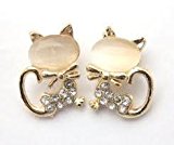 #10: 3colors お出かけネコ モチーフ ピアス クリアホワイト