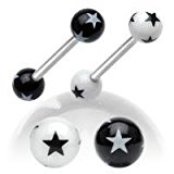 #9: [ラプラス]laplace ボディピアス body-piercing [14G] 星柄 アクリル ネジボール [ キャッチ ] 【 高品質 ボディーピアス 専門店 】 ホワイト