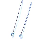 #8: クリアキュービックジルコニア・ワンポイント装飾 ベネチアンチェーンデザイン シルバーカラー レディース アメリカン・チェーンピアス