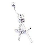 #6: 316Lサージカルステンレス 14ゲージ ステンレススチールダブルクロスブラブラボディピアス 腹バーベル へそピアス へそバー